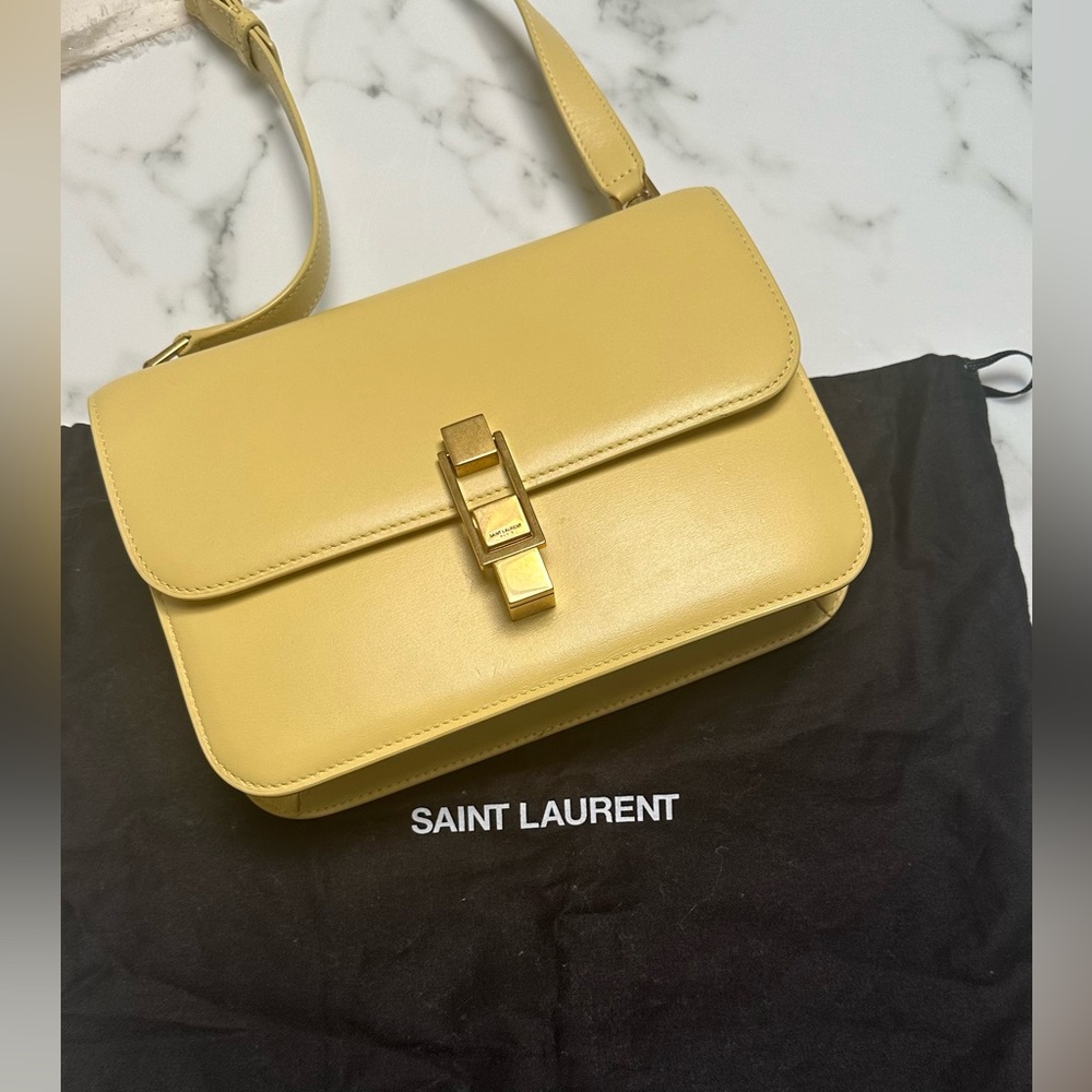 YSL Le Carré Satchel. Pale Yellow Color.